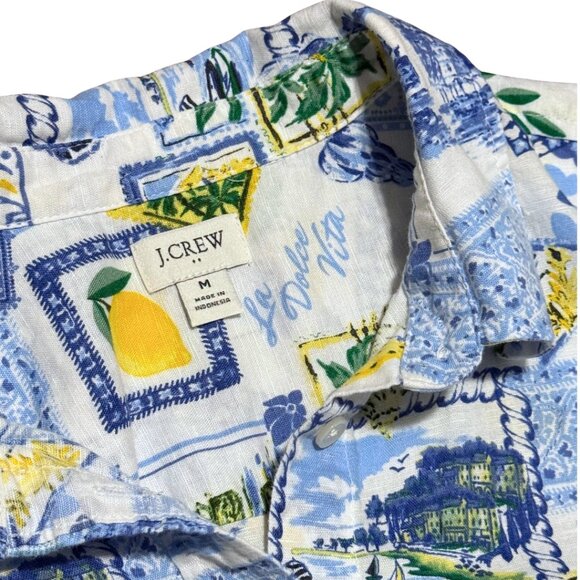 J.Crew “La Dolce Vita” Lemon Print Long Sleeve Linen Button Up Shirt – Size M - Picture 8 of 11